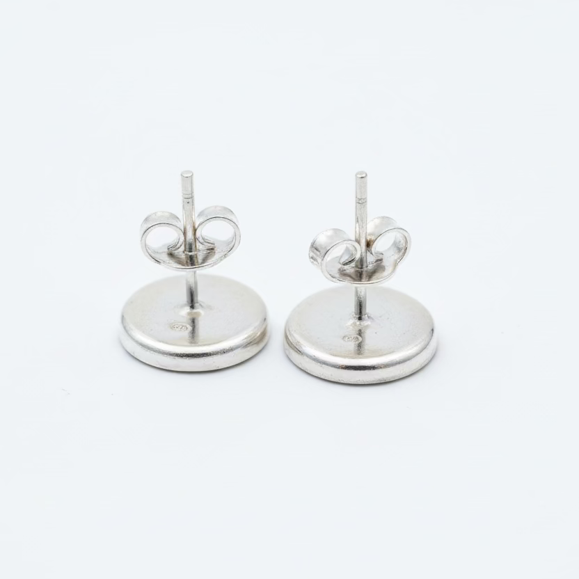 Sea Foam “Blue Denim ” 12mm Mosaic Stud Earrings – Stephanie Fraselle