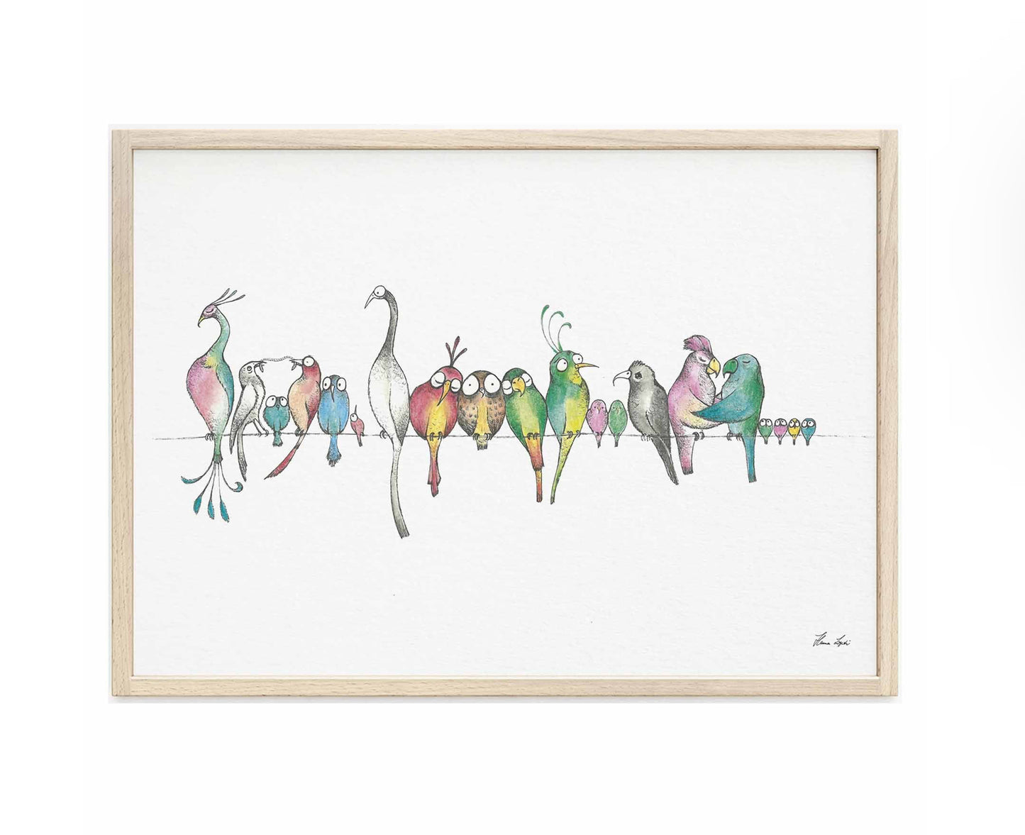 Premium Art Print - Birds on a wire parade