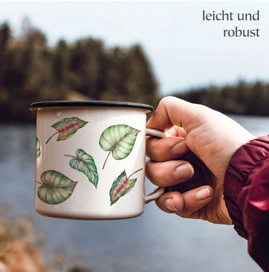 Robust and Light Enamel cup - Colourful Leaves