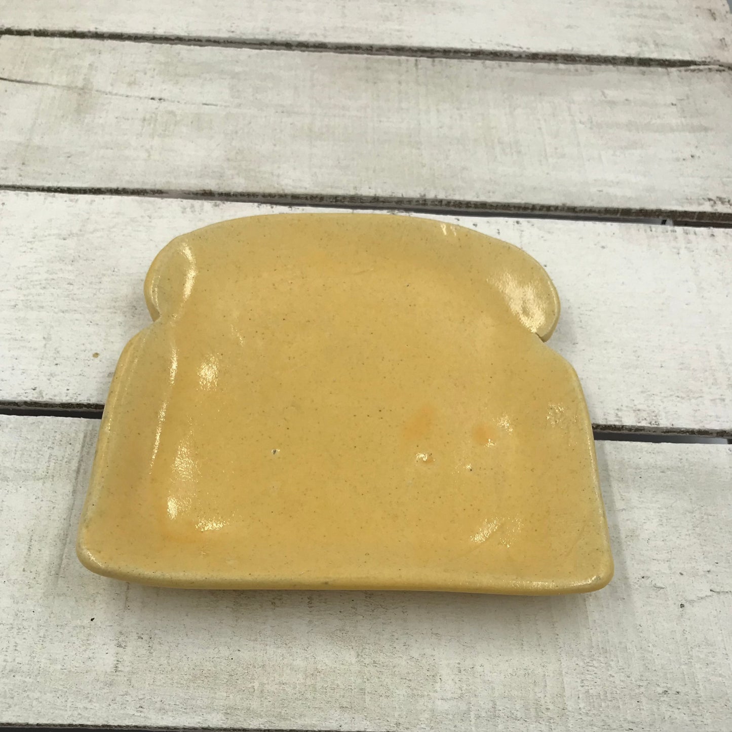HANDCRAFTED Artisan Pottery Toast plate - YELLOW