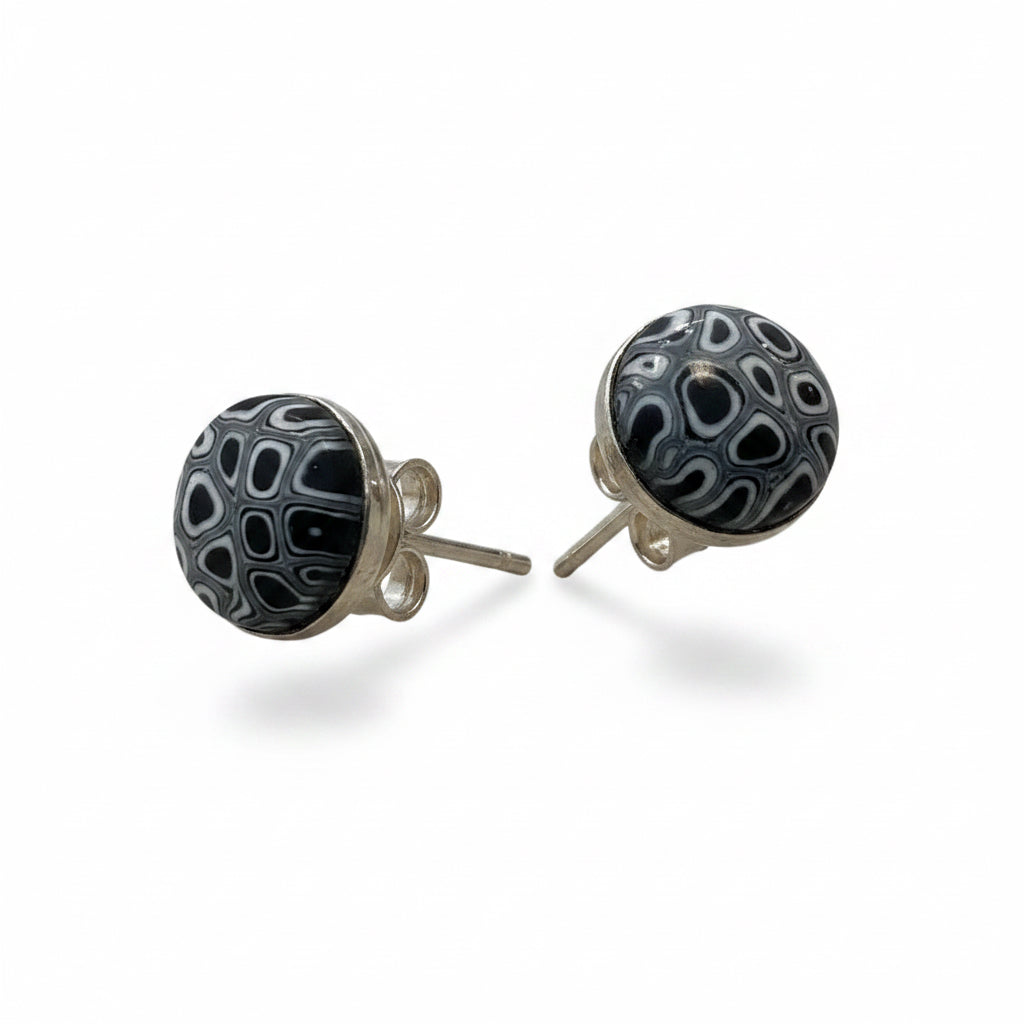 Monochrome | Stud Earrings 8mm |Mosaic