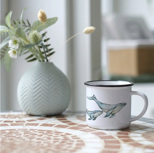 Ceramic Mug - Blue Whale - Mother and baby