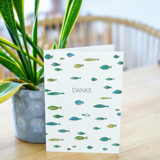 Fish School - Blank Greeting card- "Danke" (Thanks)