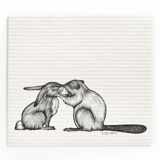 Natural sponge Dish cloth - Rabbit and the Beaver