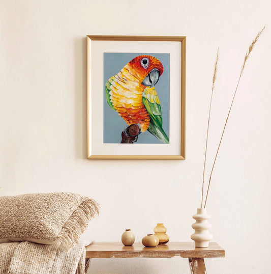Premium Art Print - Sun Conure - Vibrant parrot