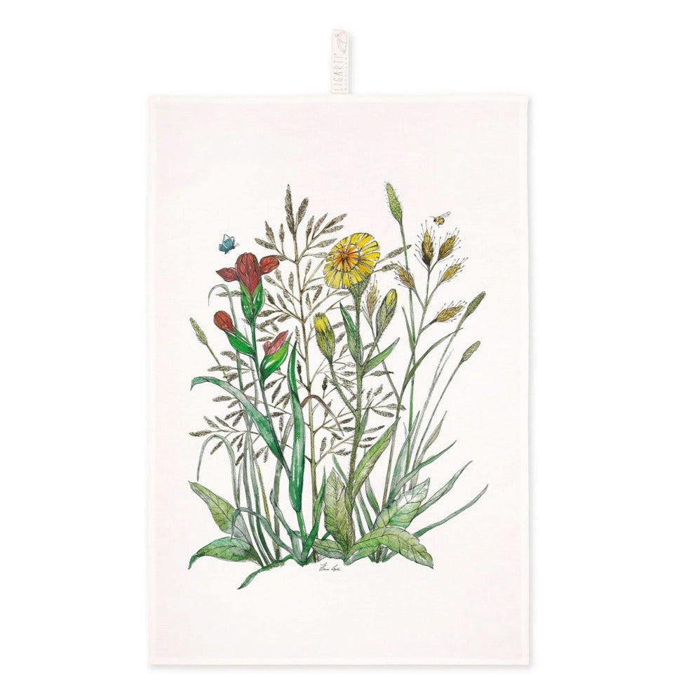 Tea Towel - Flower Meadow - 🌿 Half linen kitchen towel (55% linen / 45% cotton)