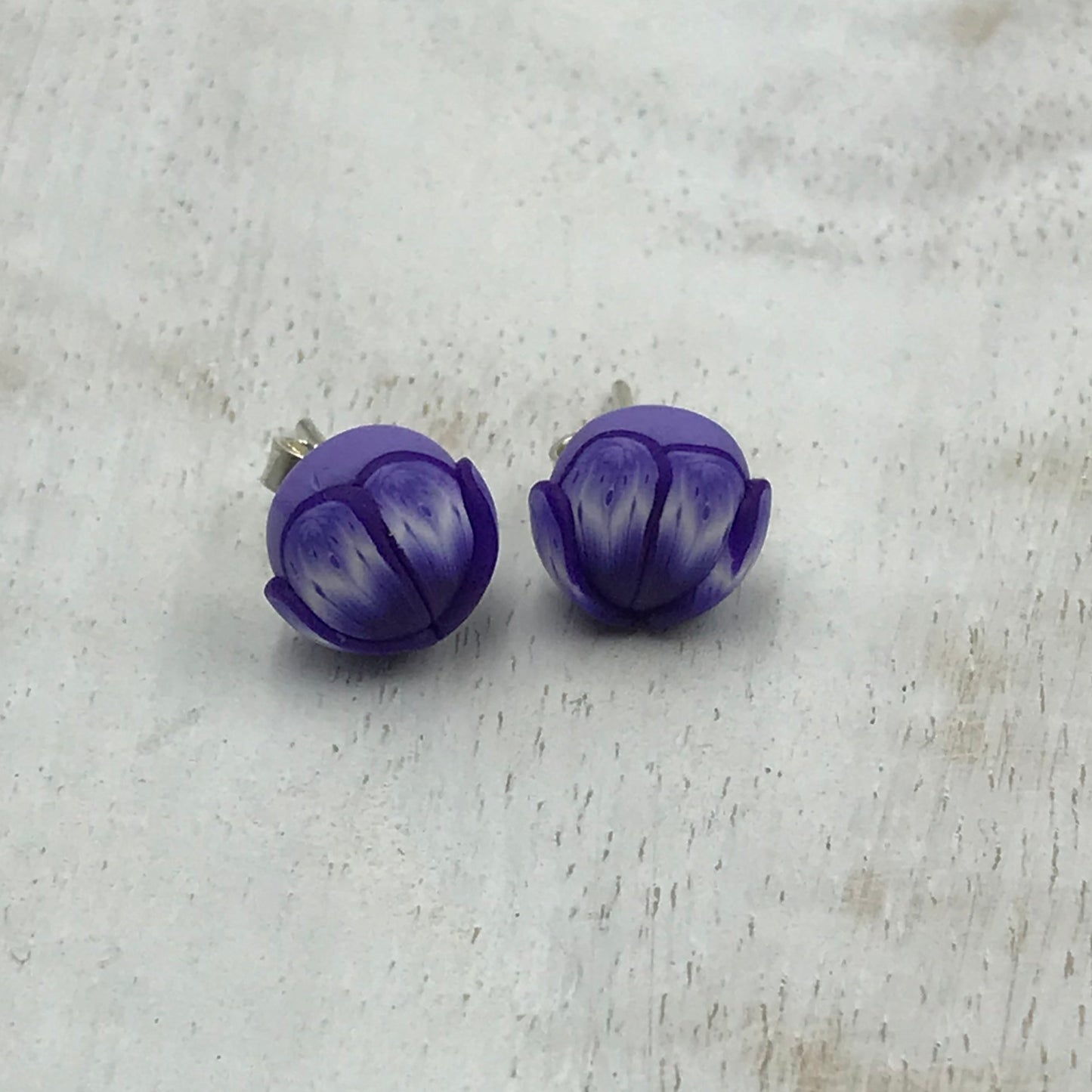 “ Nerea ” 925 STERLING SILVER - handmade polymer clay Earring studs - by Stephanie Fraselle - Artisan Jewellery Design