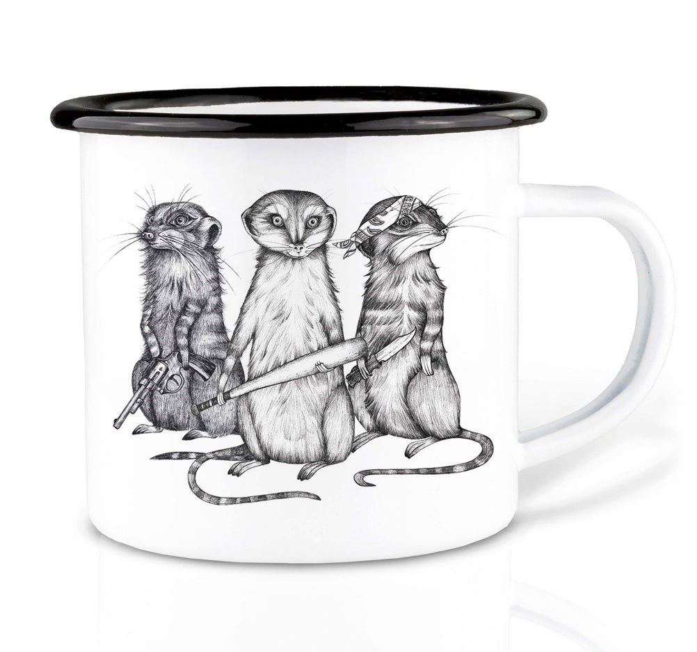 Enamel cup - Three Meerkats