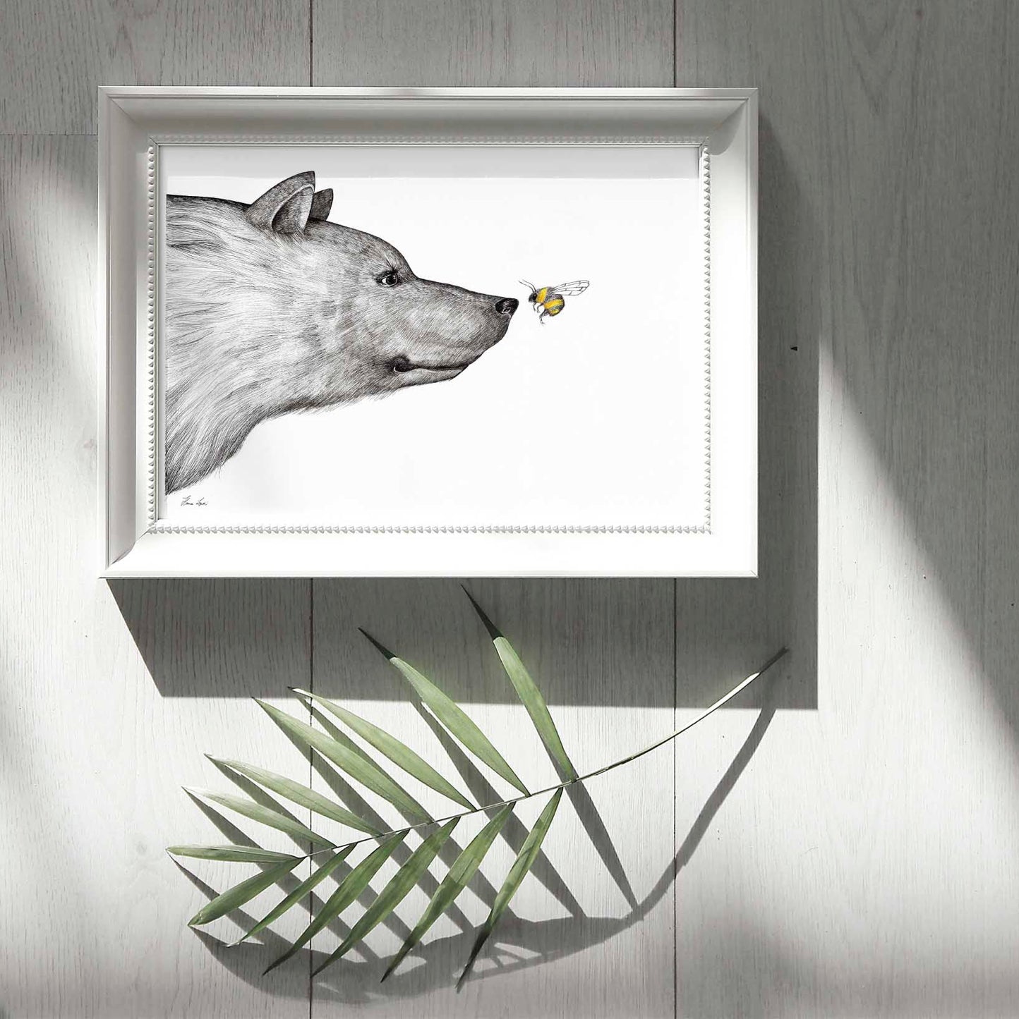 Impresión artística premium: El encuentro... el oso y la abeja