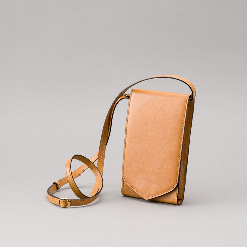 Mini Lluna Handytasche aus Leder - SENF GOLD