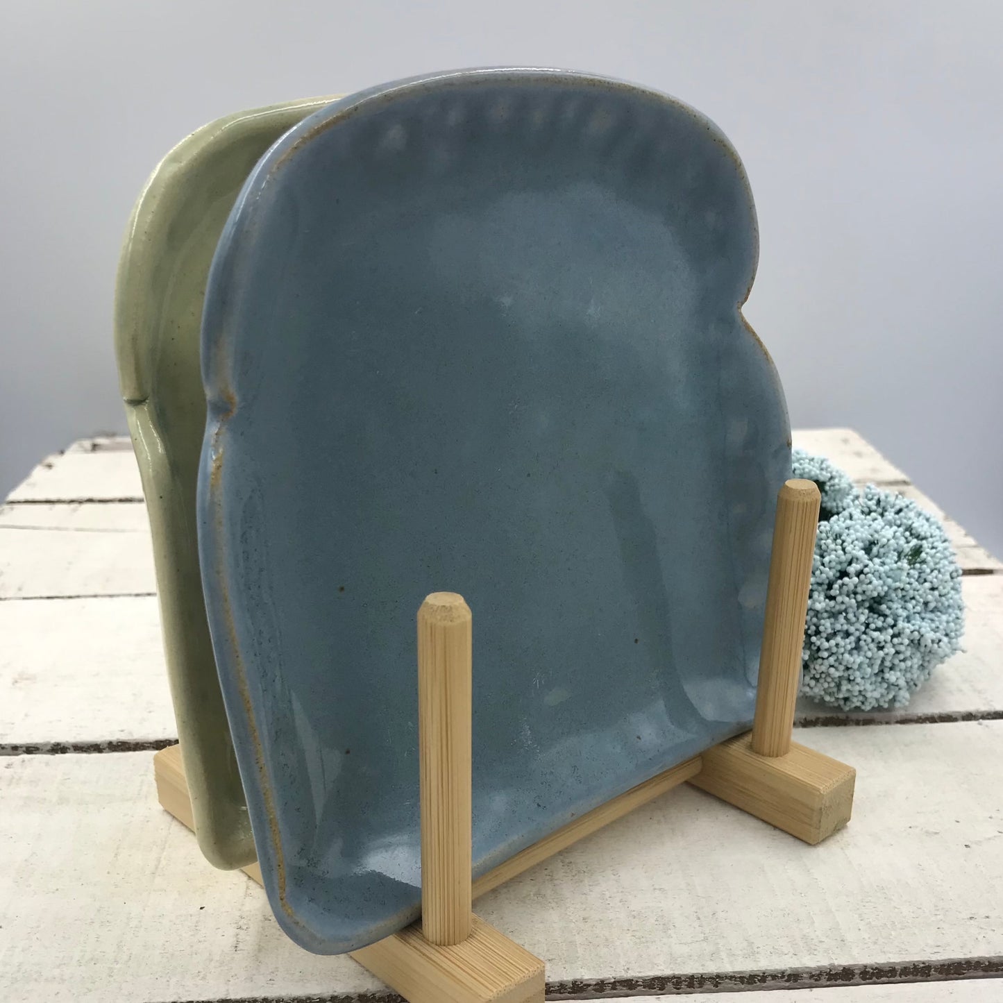 HANDCRAFTED Artisan Pottery Toast plate - BLUE