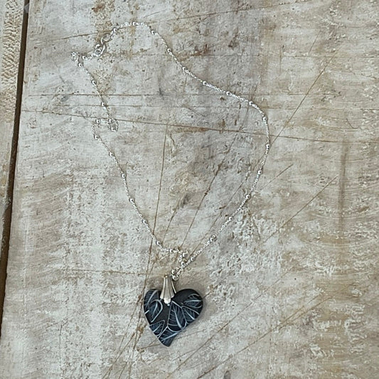 Mini Heart ¨Moonlit Shimmer¨ - Sterling Silver 925 necklace by Stephanie Fraselle - Artisan Jewellery Design