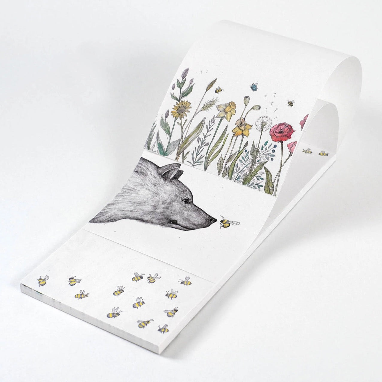 3 illustrations in 1 notepad - The BEAR & THE BEE - RECYCLED PAPER