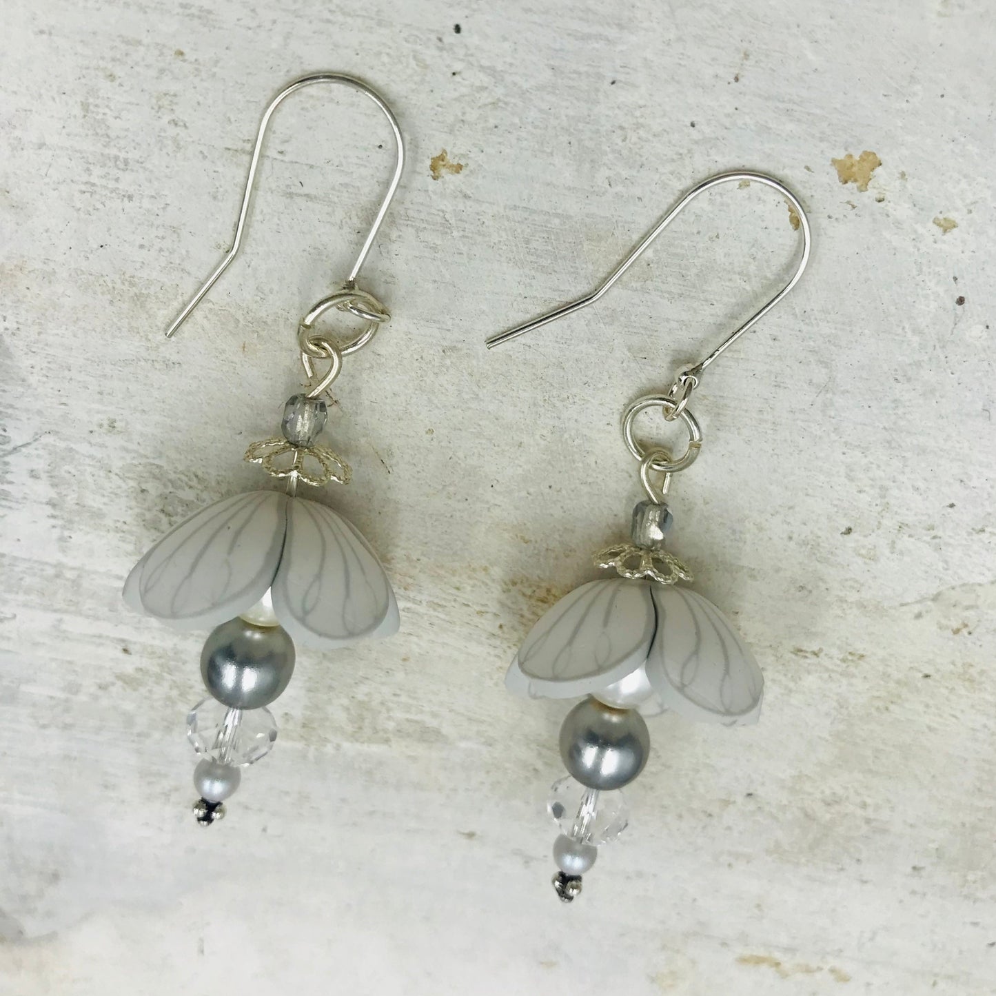 “White Botanics” 925 STERLING SILVER - handmade Flower Earring drops - by Stephanie Fraselle - Artisan Jewellery Design