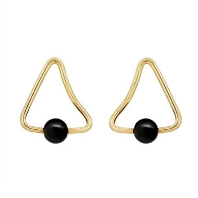 Pendientes Pia de Ónix Negro bañados en Oro de 18 quilates