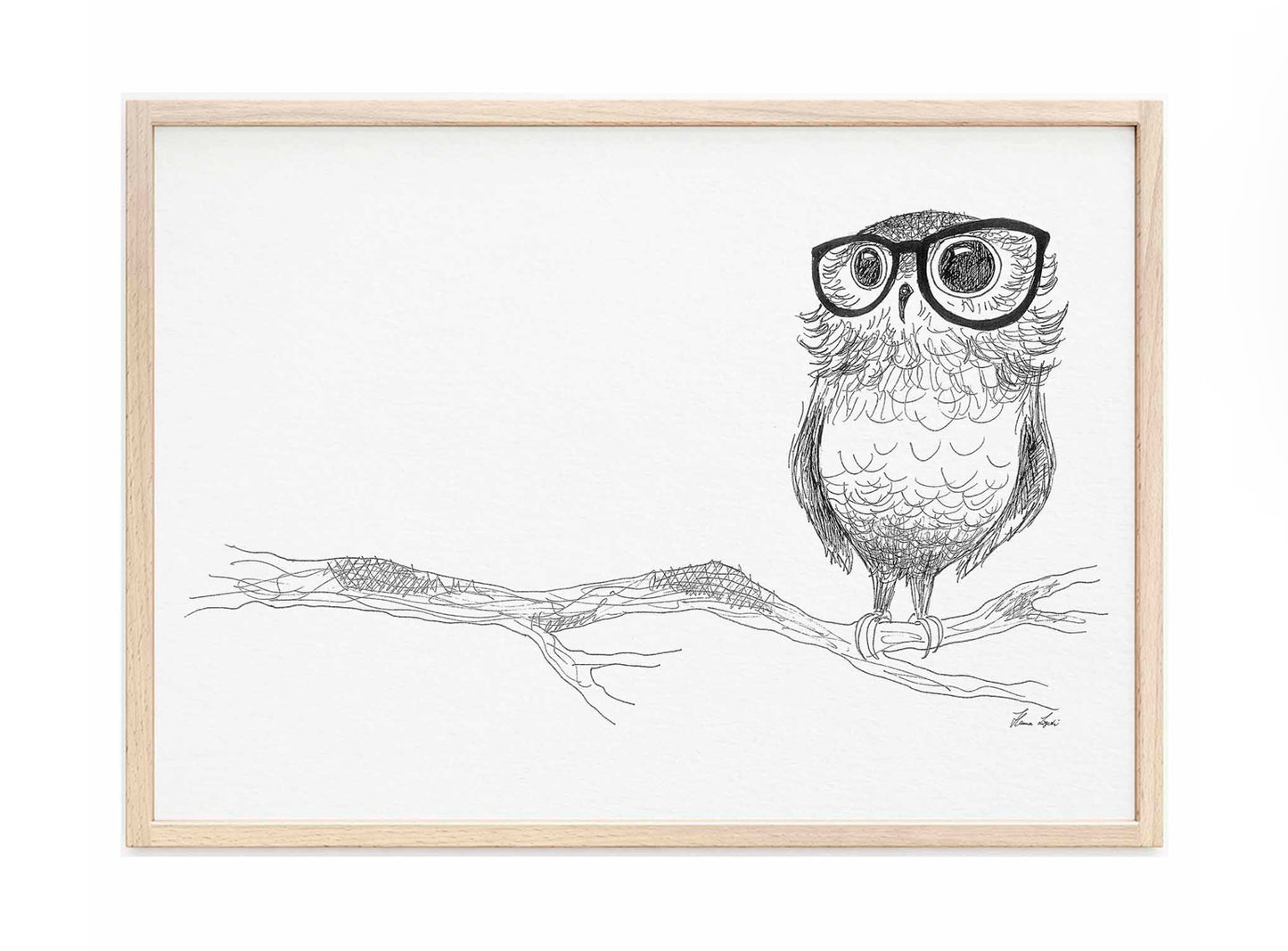 Premium Art Print - Owl on a branch