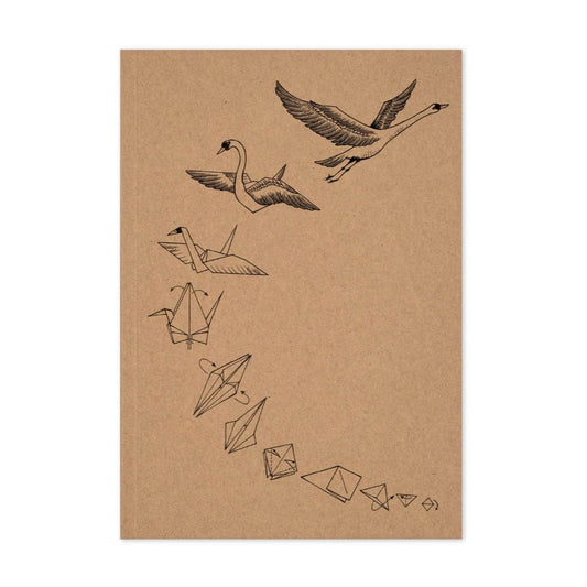 Cuaderno - Cisnes Origami - PAPEL RECICLADO