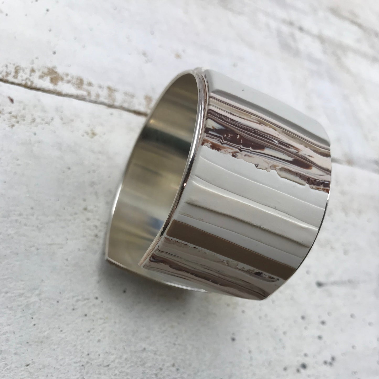 “ Cappucino” 37mm Bracelet cuff by Stephanie Fraselle - Artisan Jewellery Design