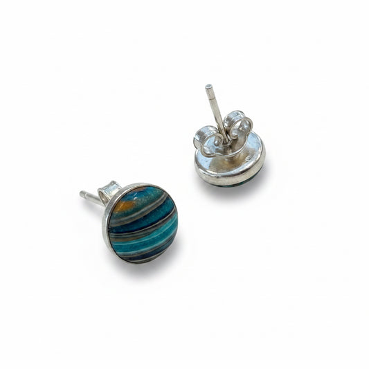 Moroccan Spice | Stripes | Sterling Silver Stud Earrings 8mm