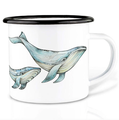 Robust and Light Enamel cup - Blue whale Mother and baby