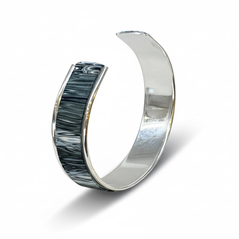 Blue denim|Bracelet cuff|Slim|Wavy