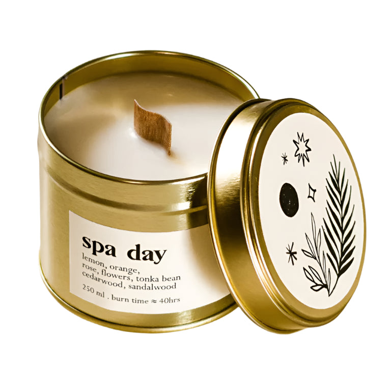 Spa day botanical ARTISAN scented candle - large with wood wick - 250ml