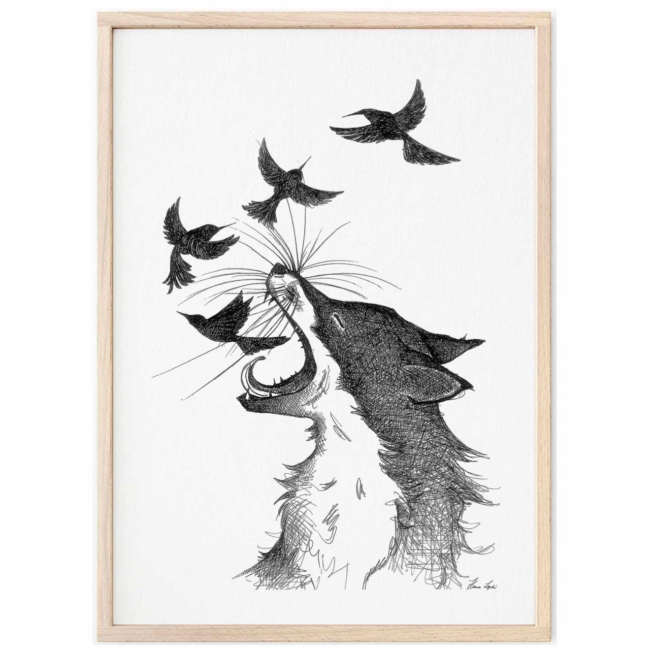 Premium Art Print - Fox and crows