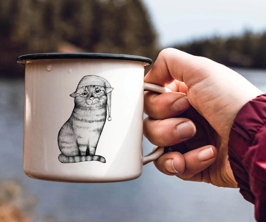 Enamel cup - Goodnight cat