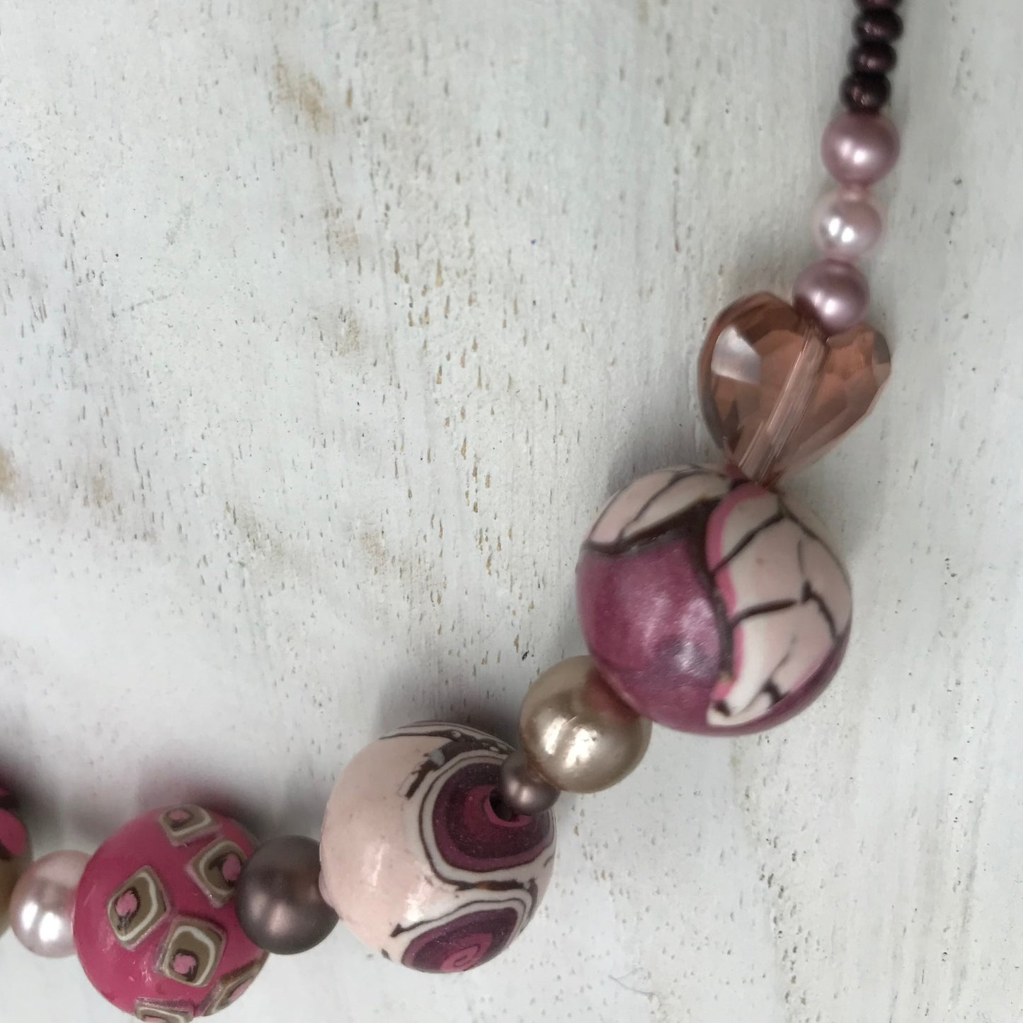 “Flamingo pearl” beaded Empress necklace by Stephanie Fraselle - Artisan Jewellery Design