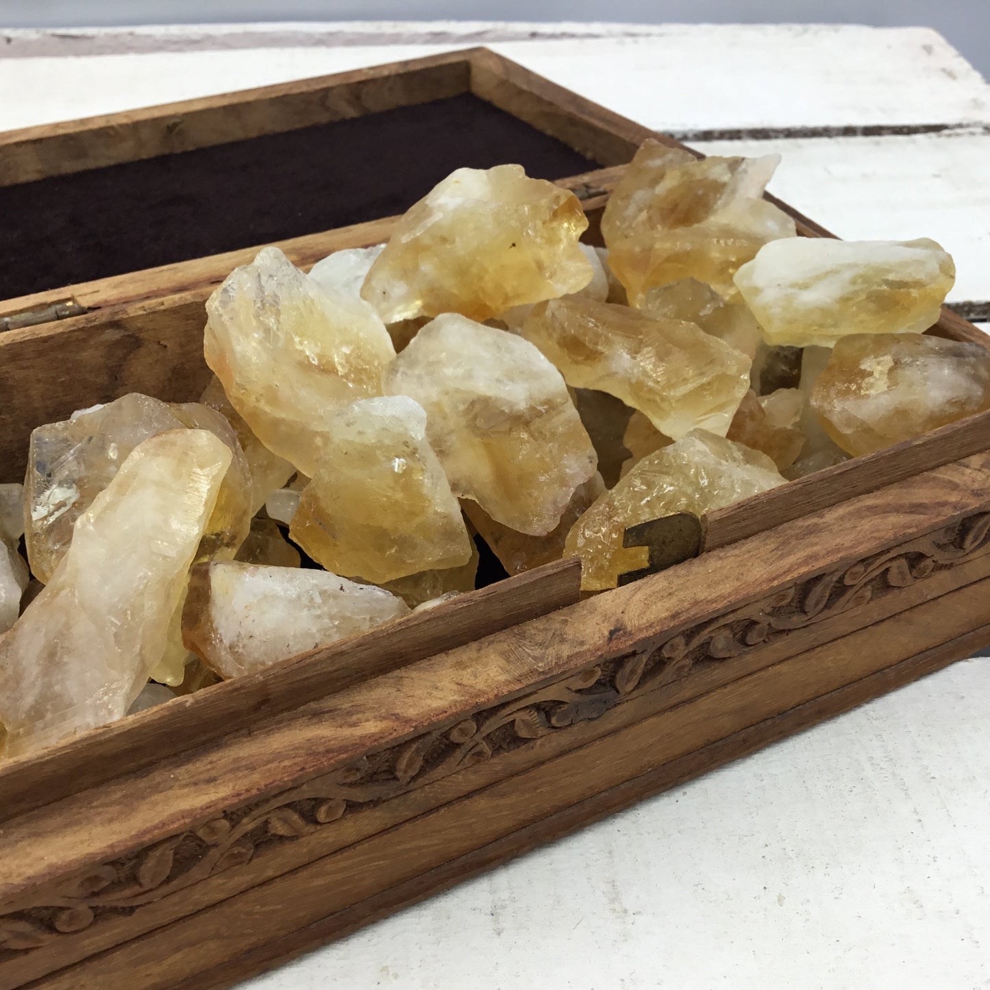 Rough, natural and raw chunks of CITRINE mineral stone .