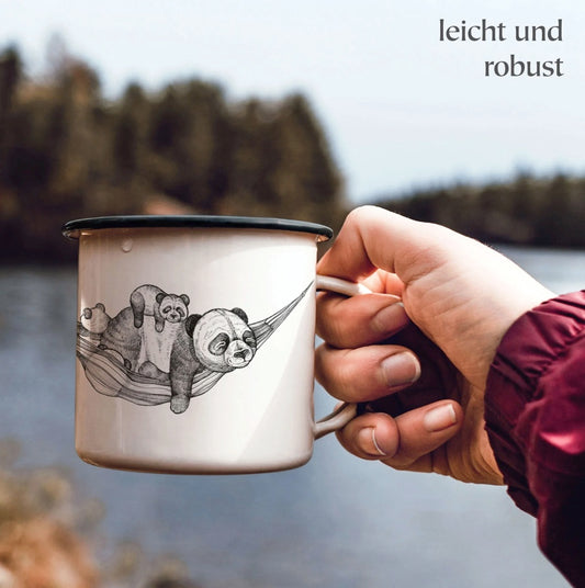 Taza de esmalte - Mapache mago navideño