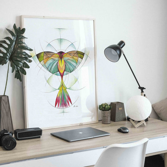 Premium Art Print - Geo Hummingbird