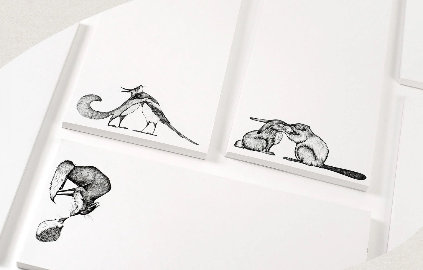 Notepad - Trio cuddles and kisses animals - RECYCLED PAPER
