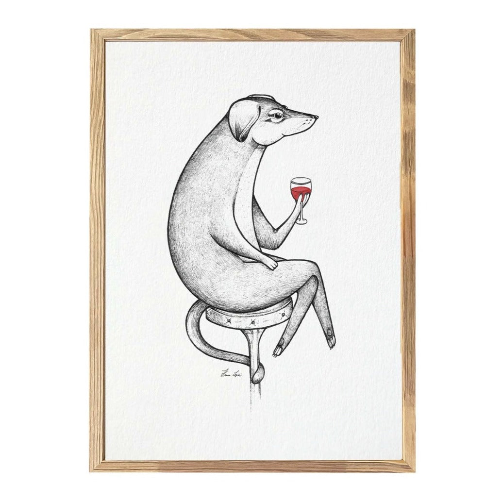 Premium Art Print - Jacques Wine lover Dog