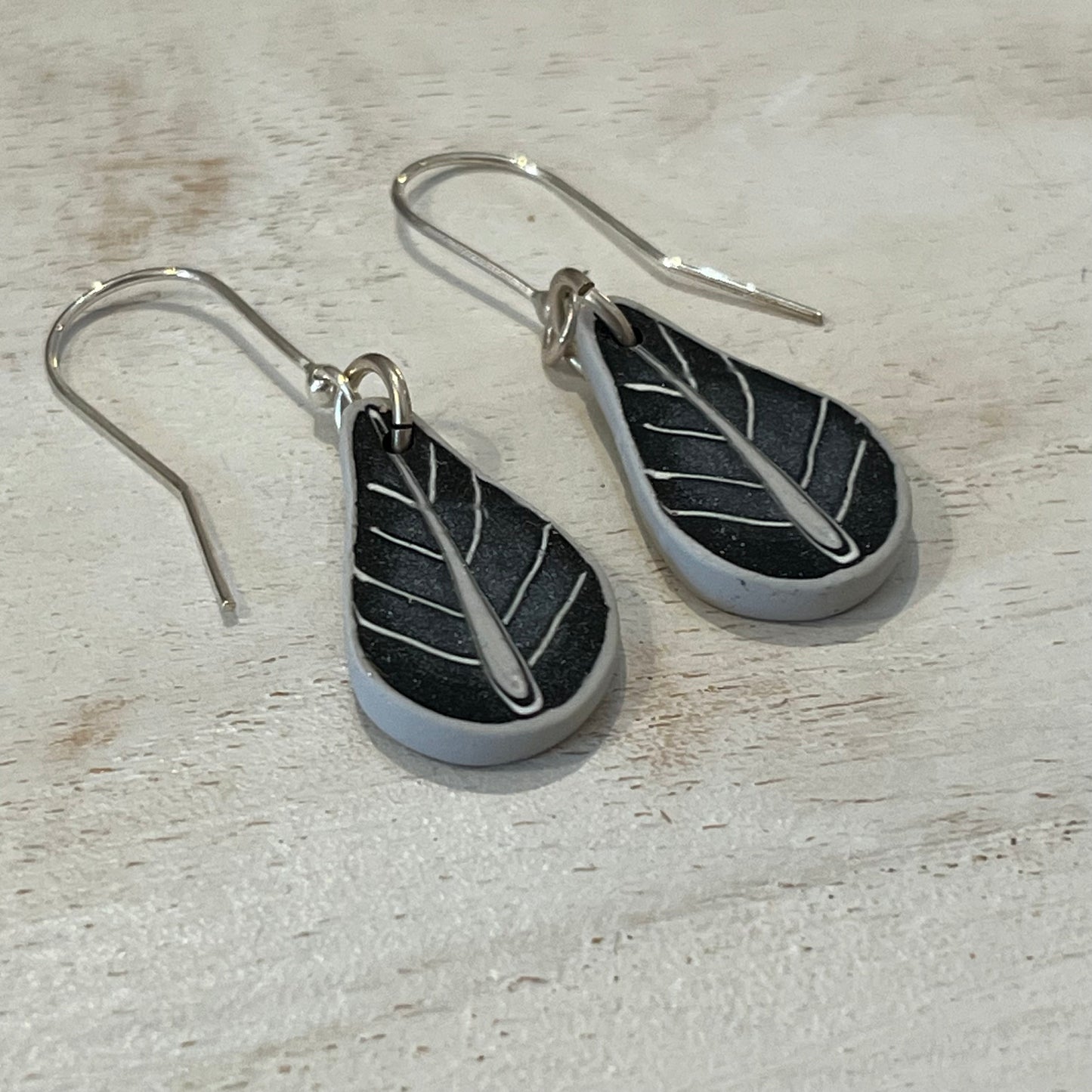 “Moonlit Shimmer ” Leaves 925 STERLING SILVER - handmade Earring drops - by Stephanie Fraselle - Artisan Jewellery Design