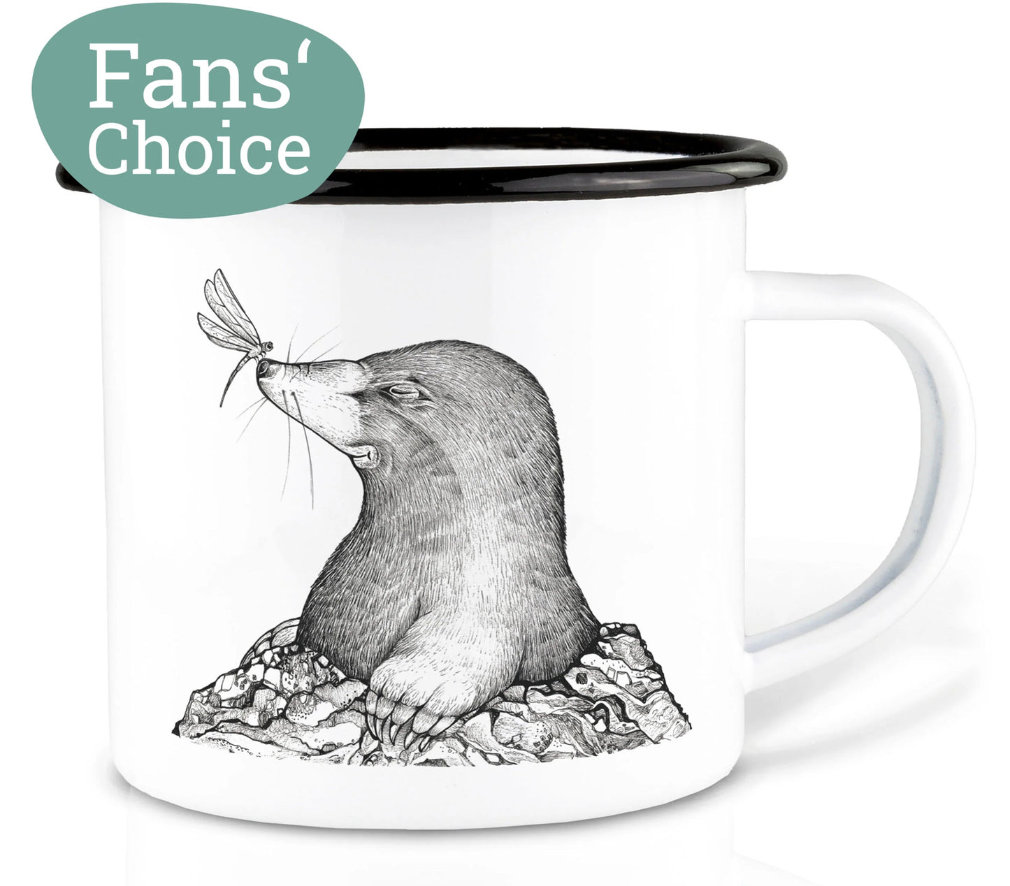 Enamel cup - The mole and the dragonfly