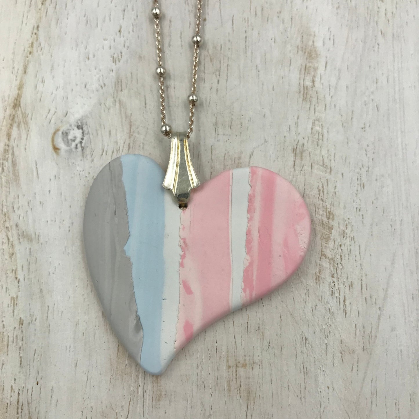 “Pastel Hues ” Heart pendant - Sterling Silver 925 necklace by Stephanie Fraselle - Artisan Jewellery Design