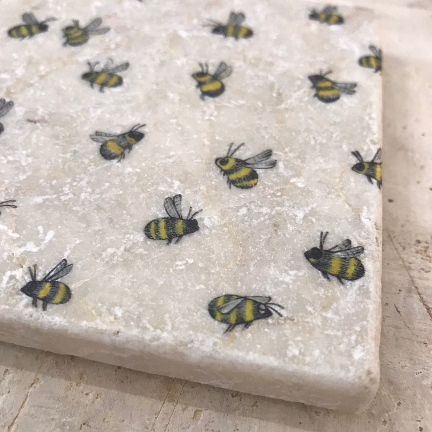 Natural stone art tile “swarm of bees”