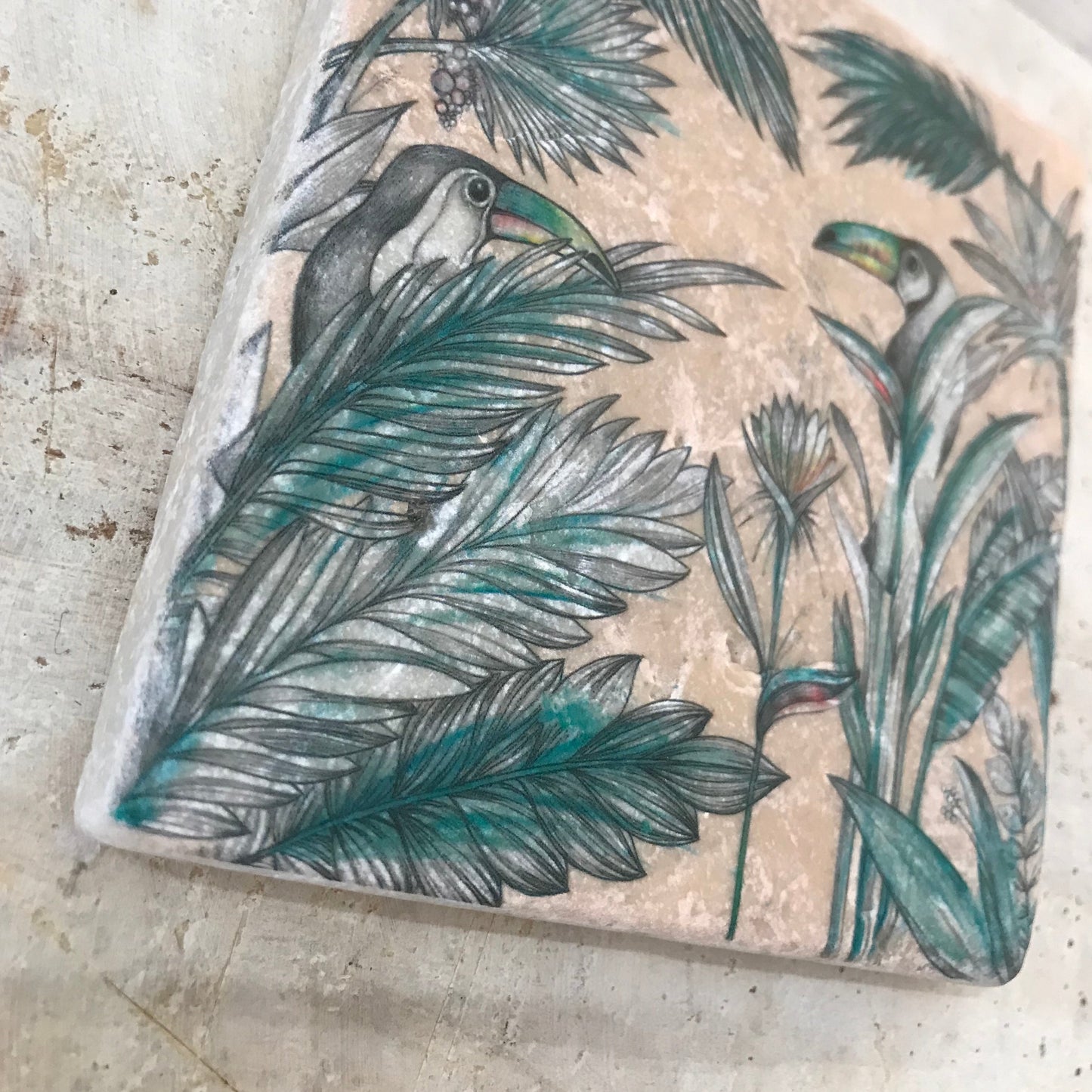 Natural stone art tile “Toucan”