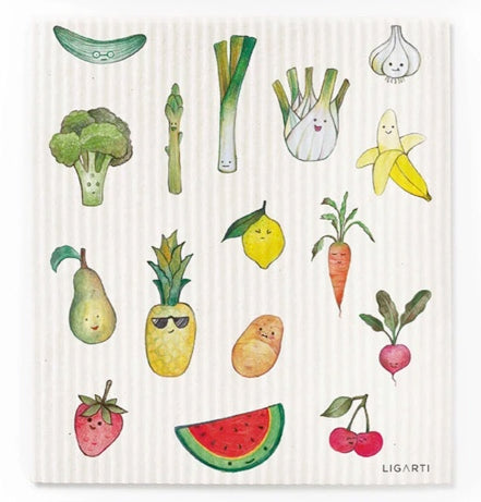 Natural sponge Dish cloth -set of 3 - Fruit salad & Vegetable Platter