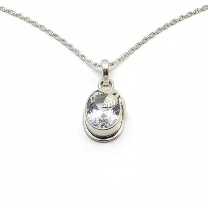 10CT Natural White Topaz 925 Sterling Silver Necklace