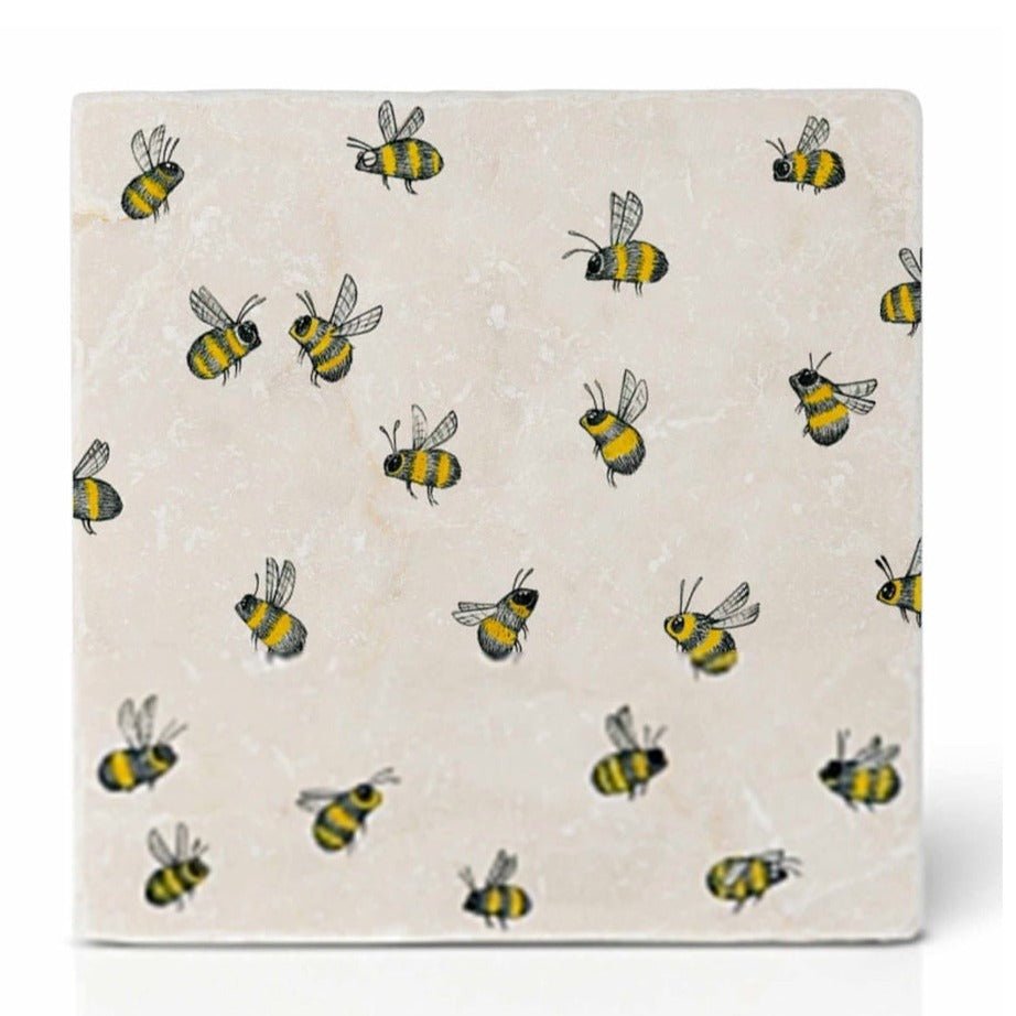 Natural stone art tile “swarm of bees”