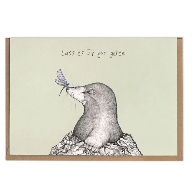 The Mole and the Dragonfly- „Lass es dir gut gehen!“- Blank Greeting card- ("Take good care of yourself!")