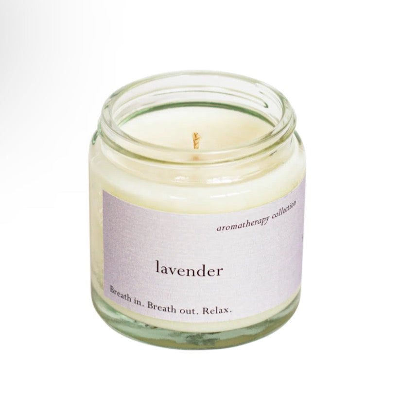 Lavendel-Aromakerze - komplett natürliche, handgefertigte Duftkerze mit reinem Lavendelöl