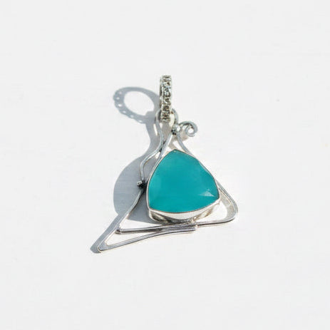 Sterling silver Pendant 925. | Aquamarine Chalcedony 5 CT