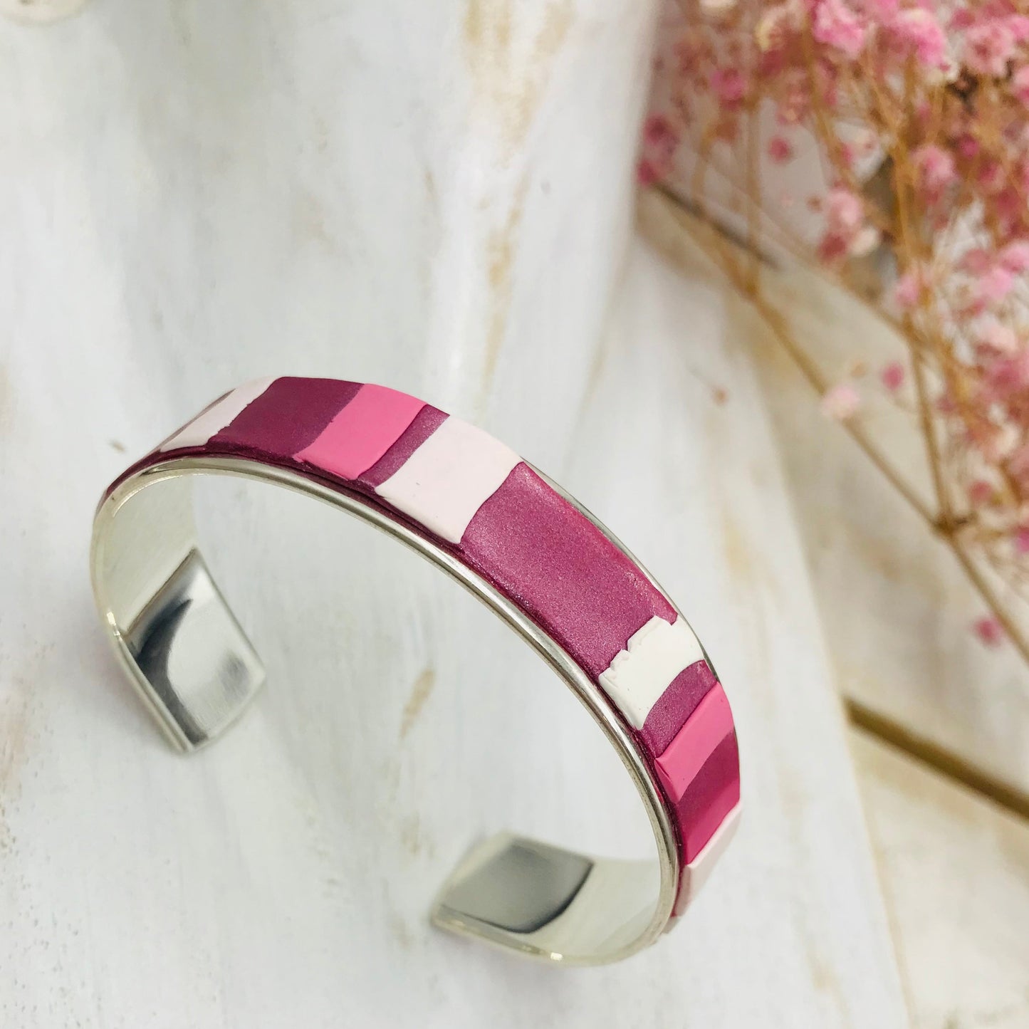 “Flamingo Pearl” Bracelet cuff by Stephanie Fraselle - Artisan Jewellery Design