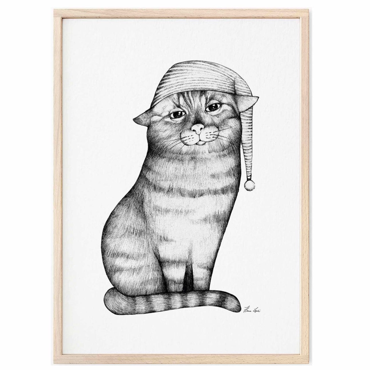 Premium Art Print - Goodnight cat