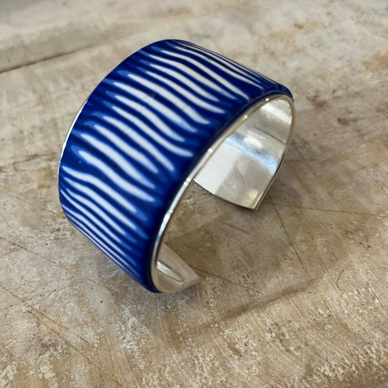 Tints of Blue Adjustable Cuff by Stephanie Fraselle-Artisan Jewellery Design