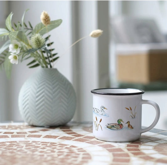 Ceramic Mug - Ducks and Ducklings gliding on a pond