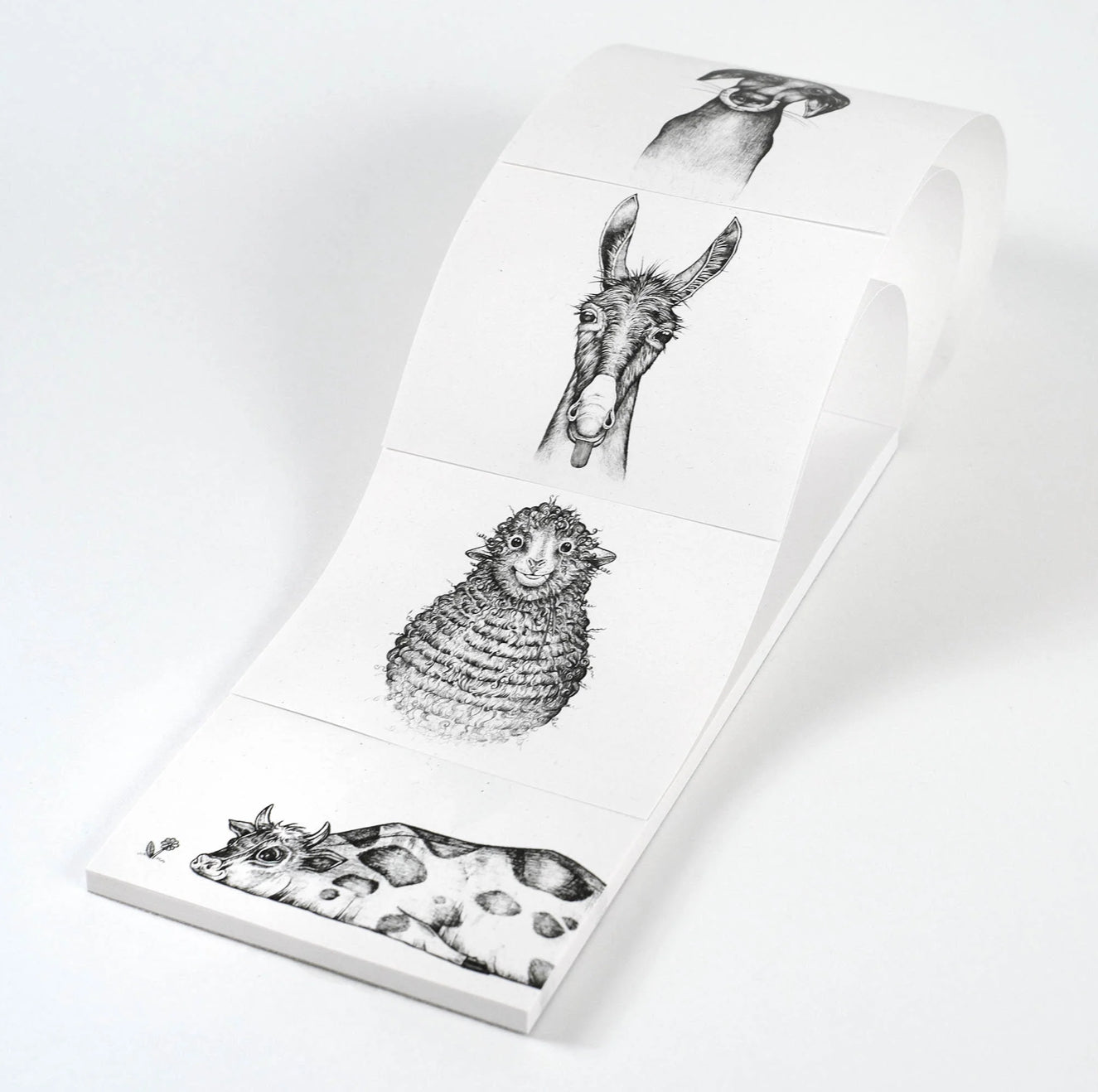 4 illustrations in 1 notepad - FARM - RECYCLED PAPER